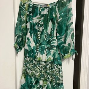 Gorgeous midi green bohemian floral dress